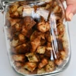 Homemade croutons in a jar