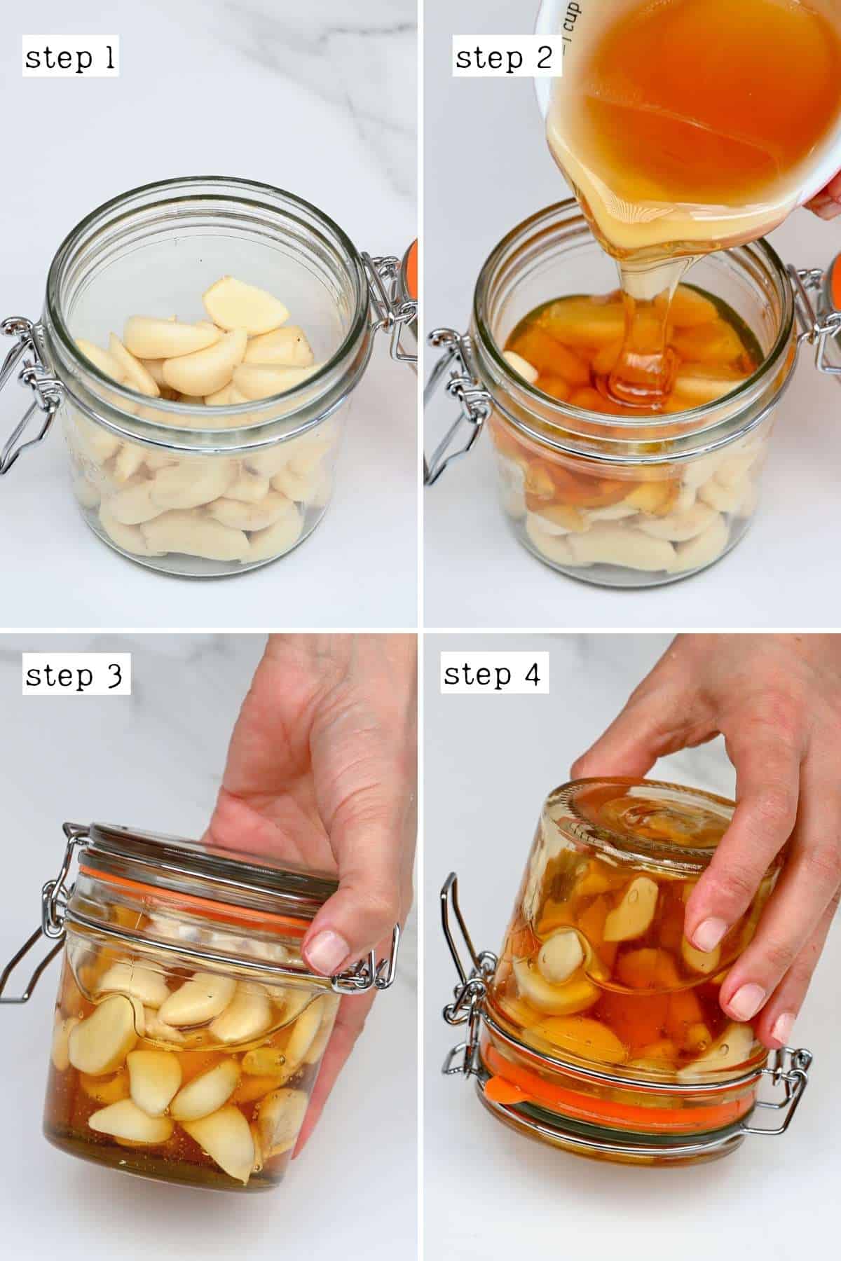 Steps for making fermented honey garlic