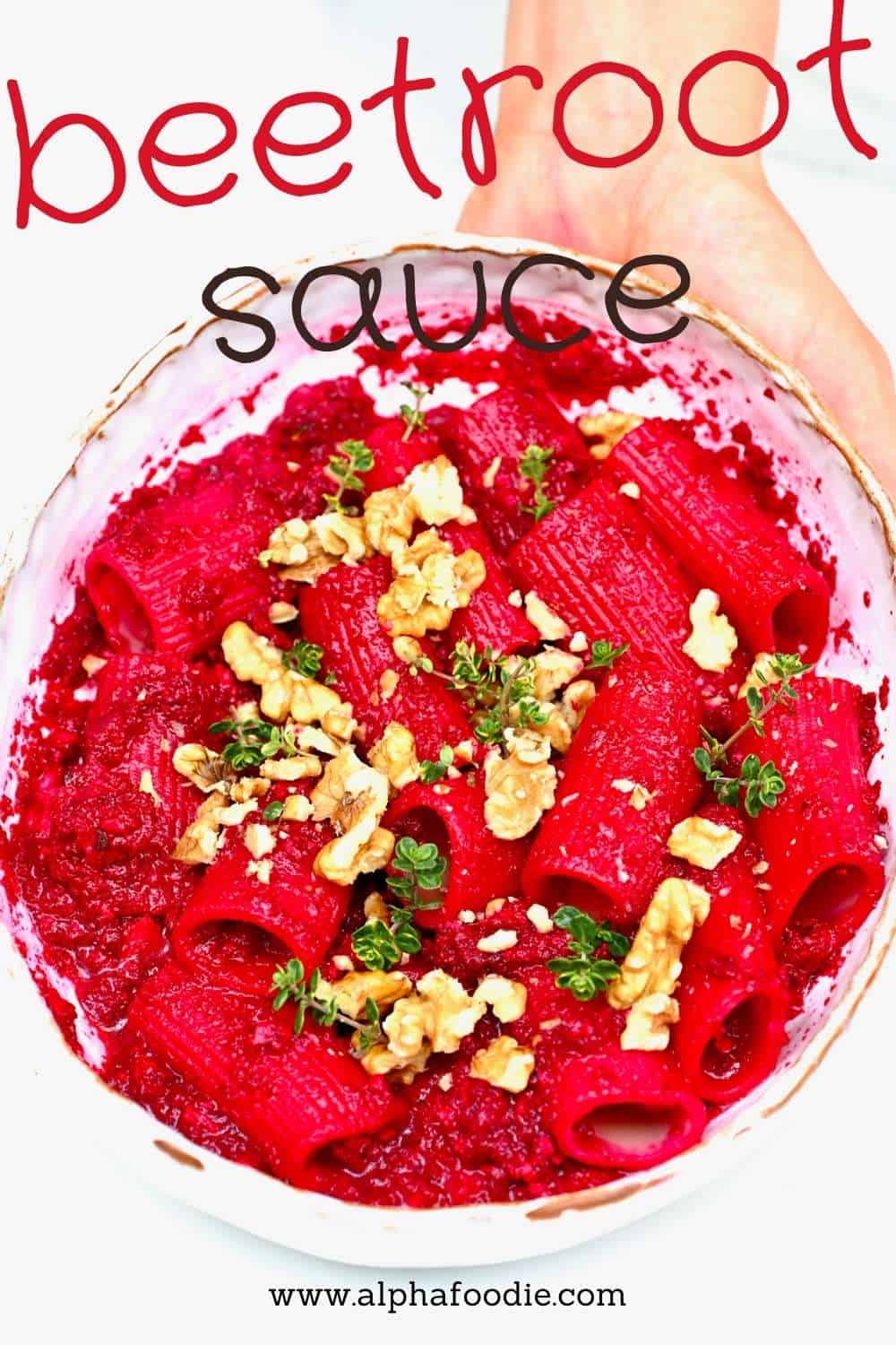 Baked Feta and Beet Pasta Sauce (GF + Vegan Options) Alphafoodie