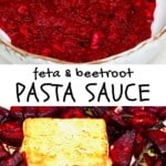 Baked feta and beet pasta sauce