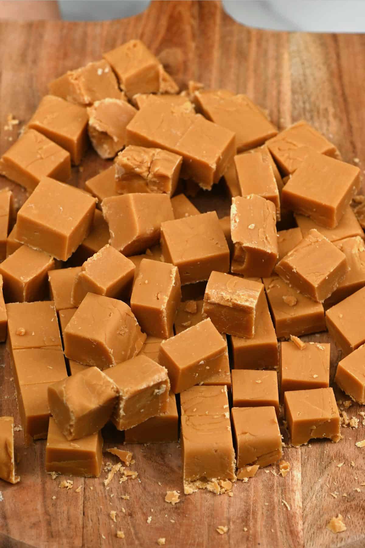 Homemade fudge cubes