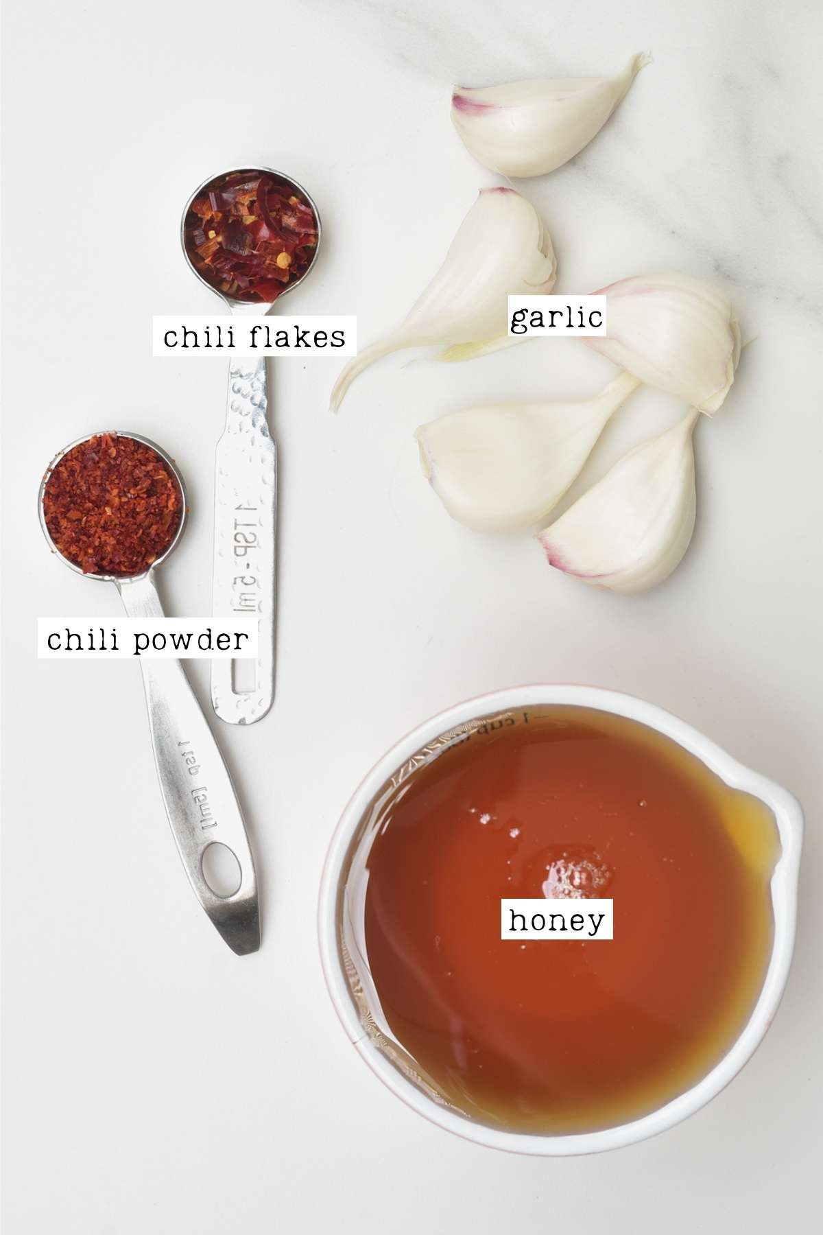 Ingredients for chili garlic honey