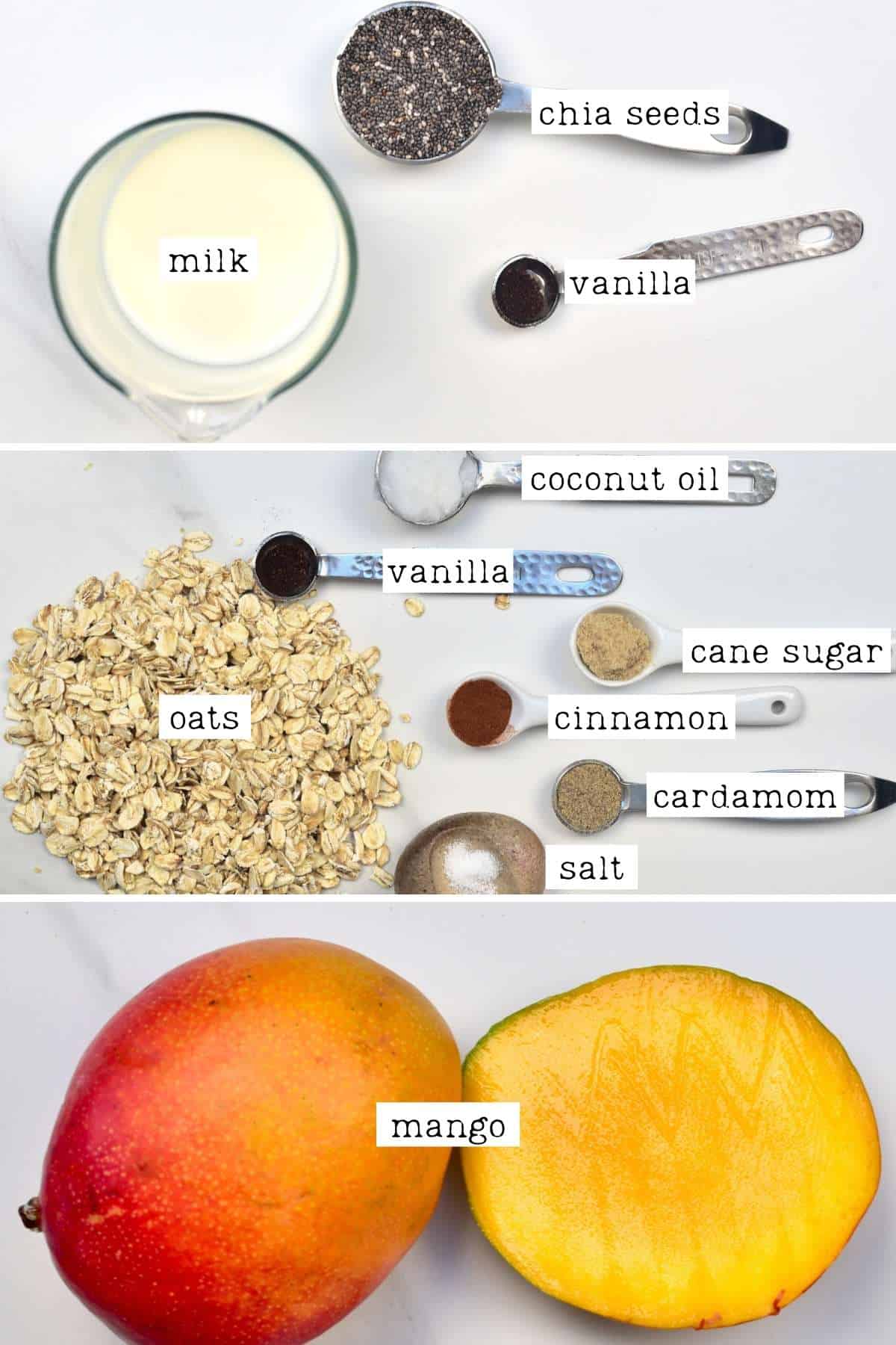 Ingredients for mango breakfast