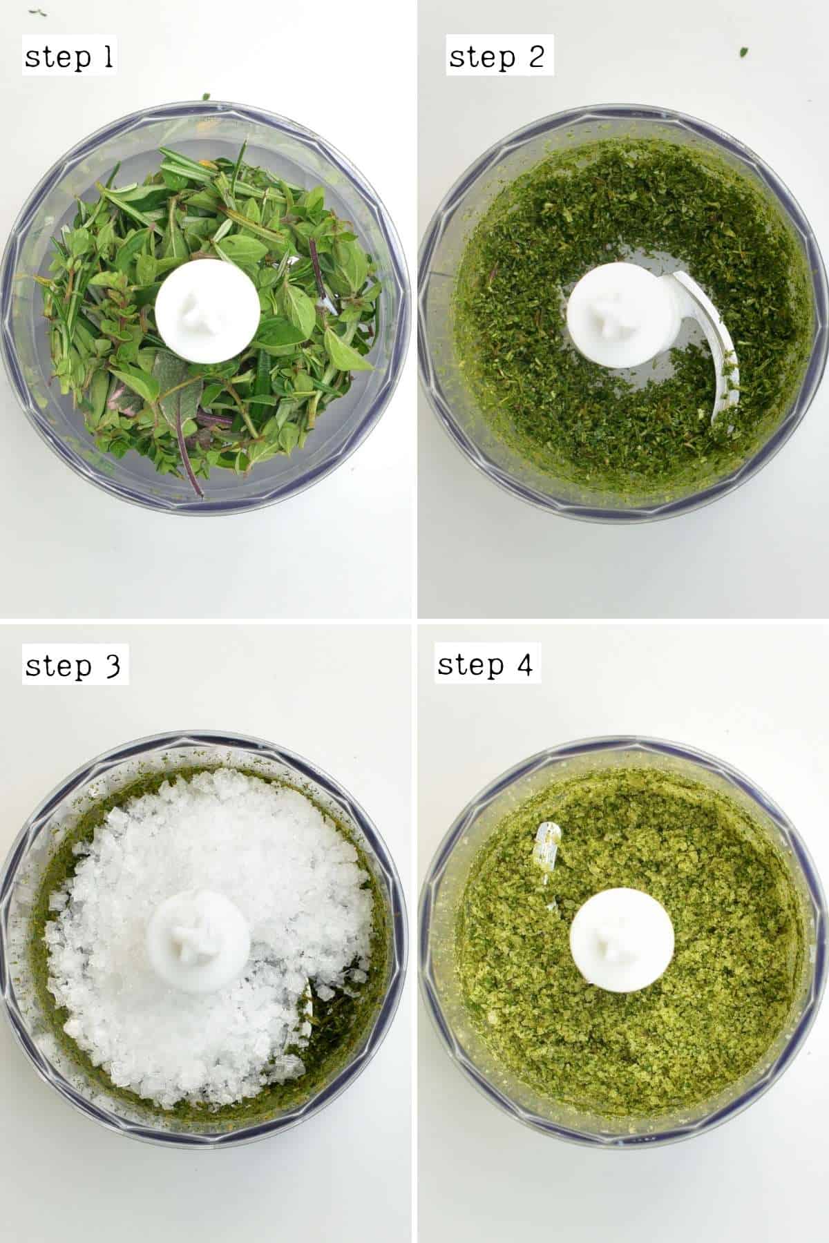 Steps for herb salt with fresh herbs