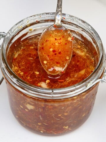 A spoonful of honey garlic chili dip