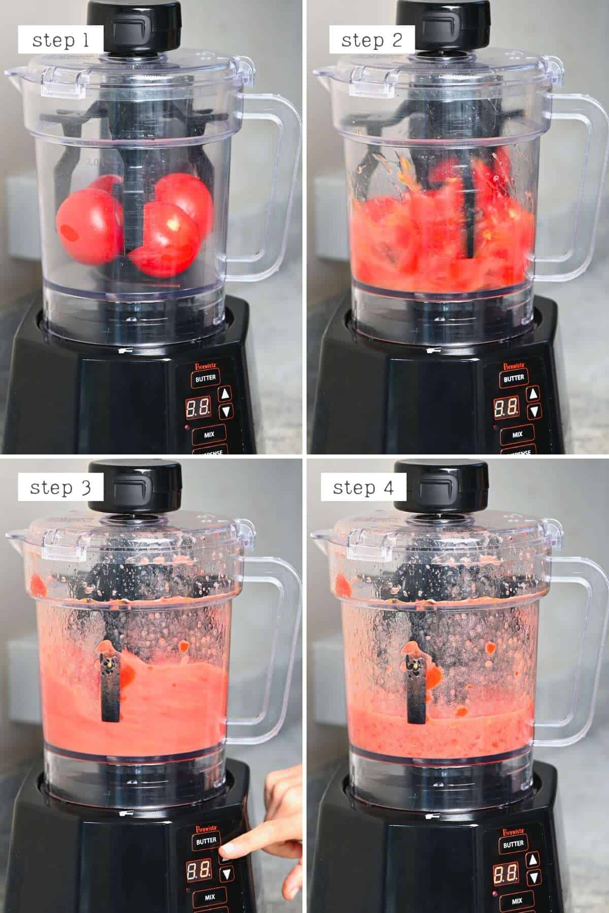 Juicing tomatoes in a blender