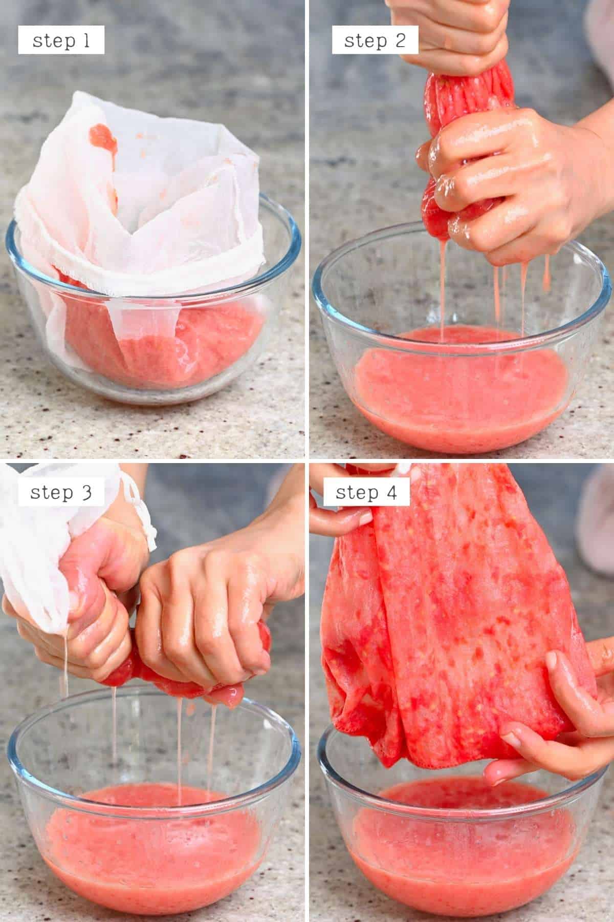 Squeezing out tomato juice