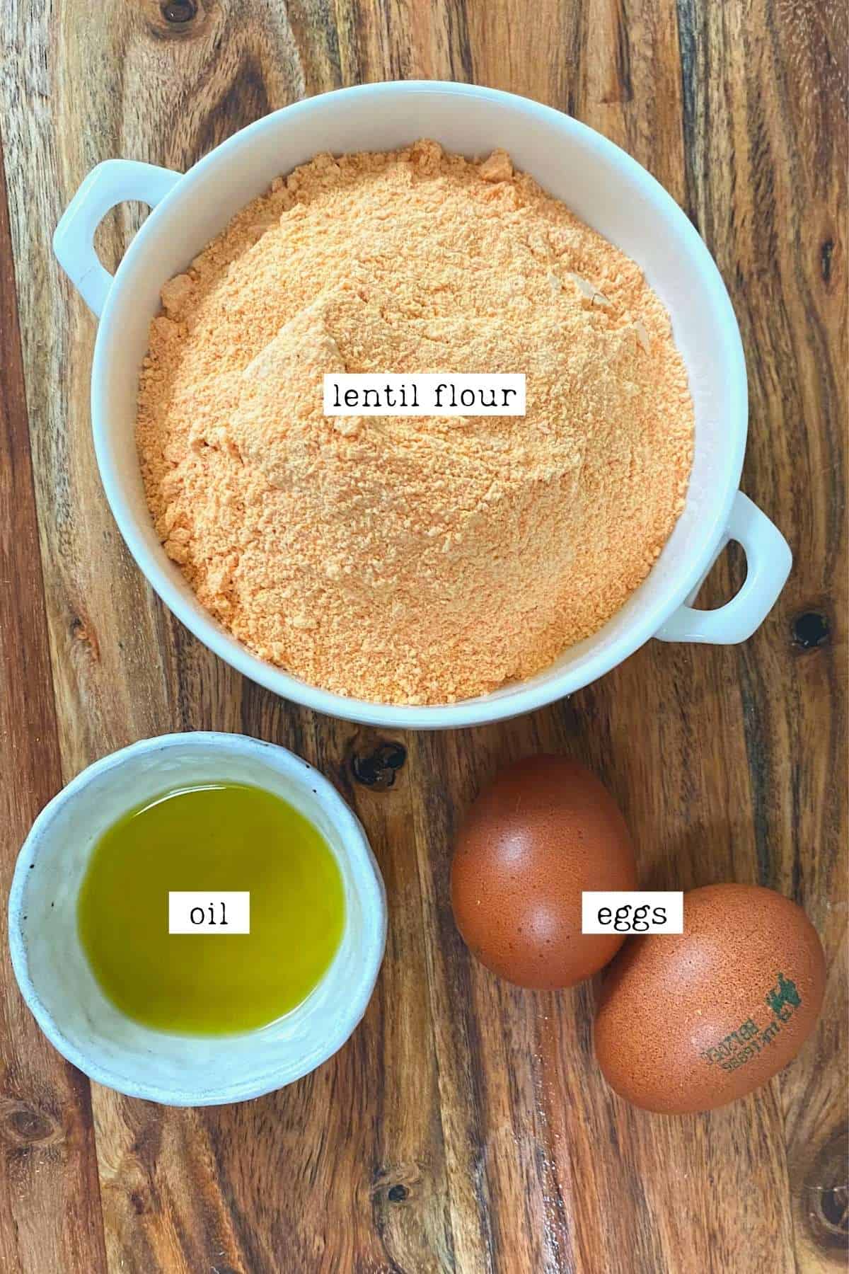 Ingredients for red lentil pasta