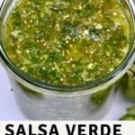 A jar with Salsa Verde