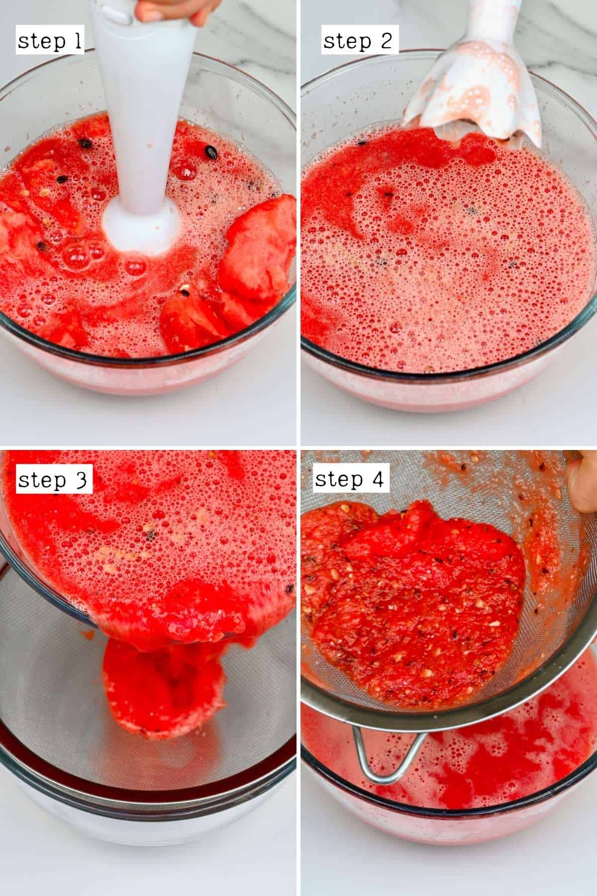 Steps for juicing watermelon with a mixer