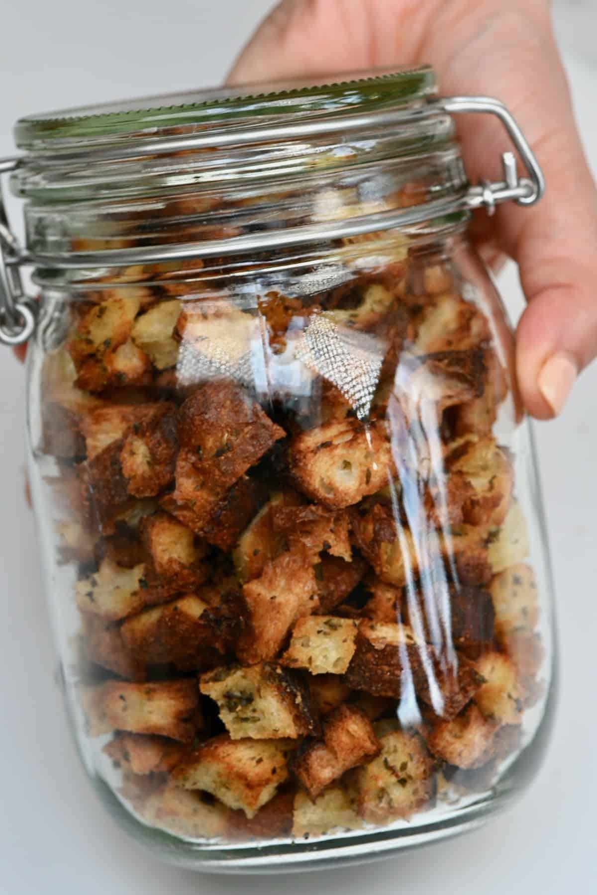 Croutons in a jar