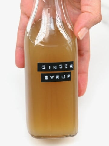 Ginger syrup in a bottle