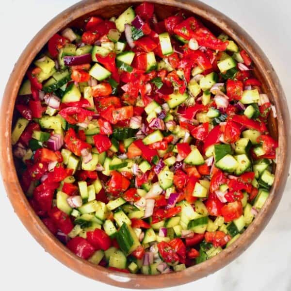 A bowl with shirazi salad