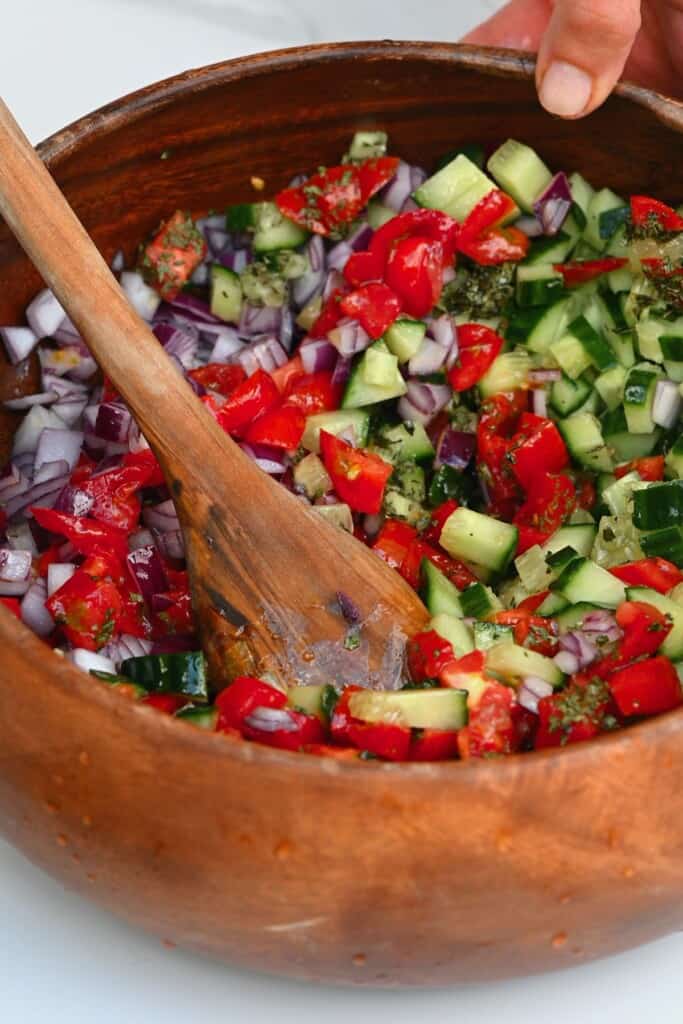 Shirazi Salad (Persian Cucumber Onion Tomato Salad) - Alphafoodie