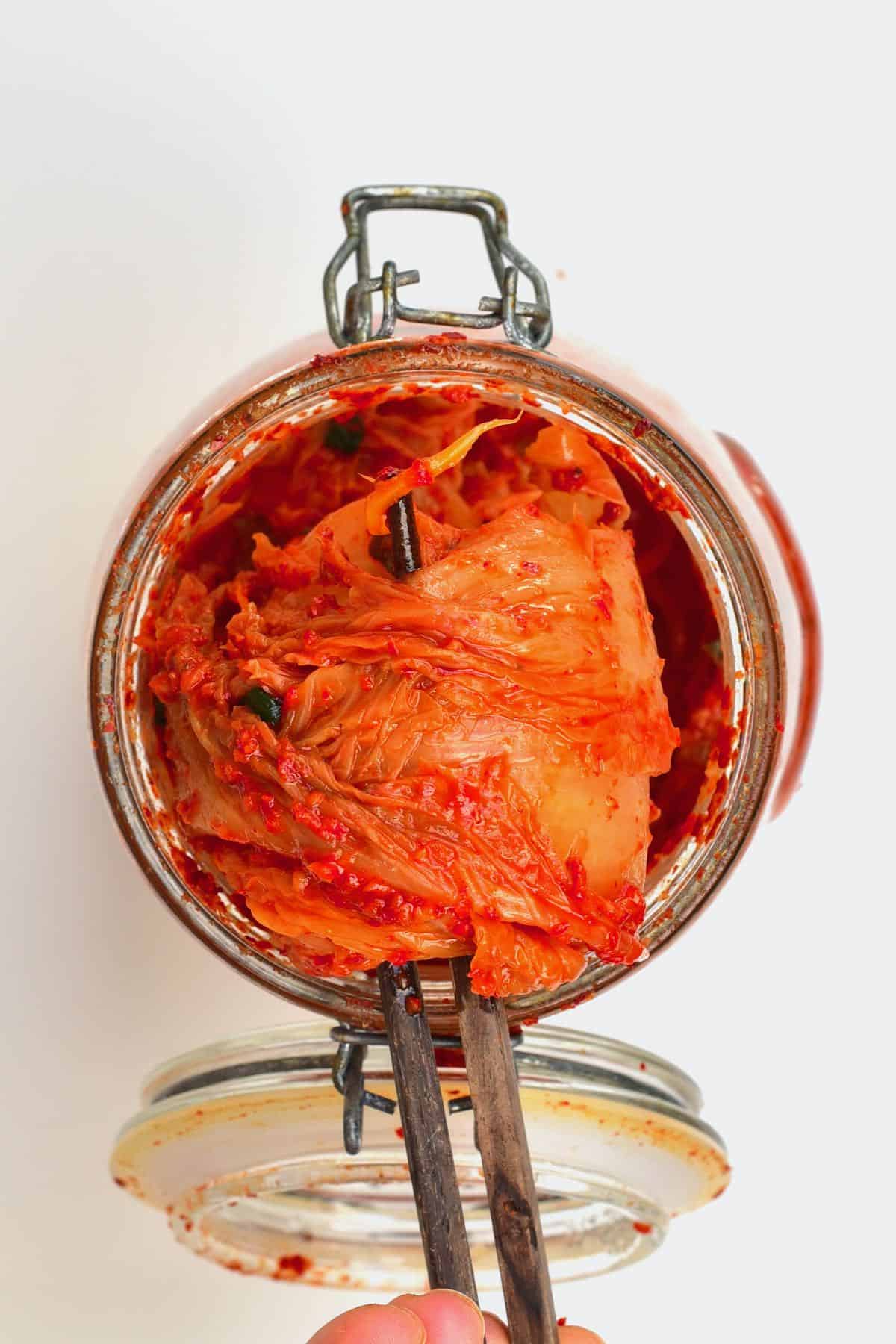 Getting kimchi out of a jar