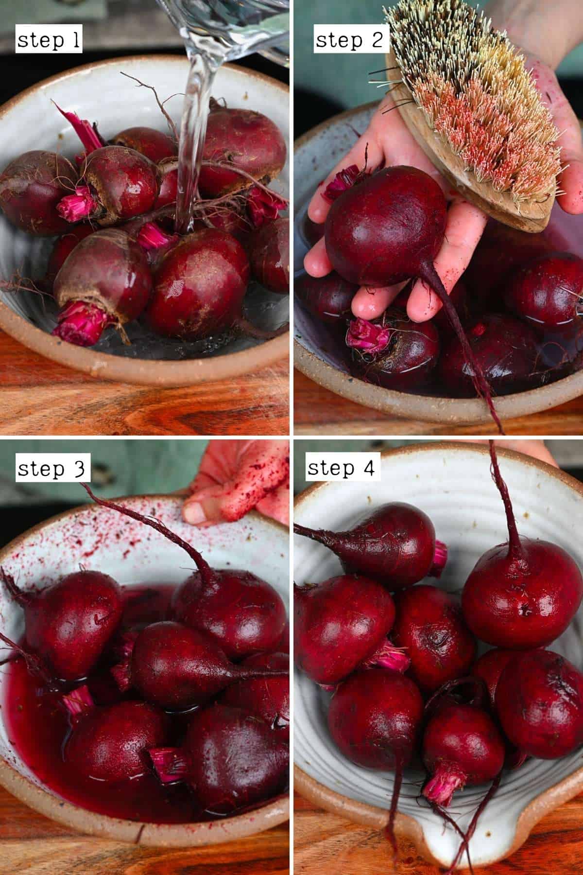 Steps for cleaning beetroot