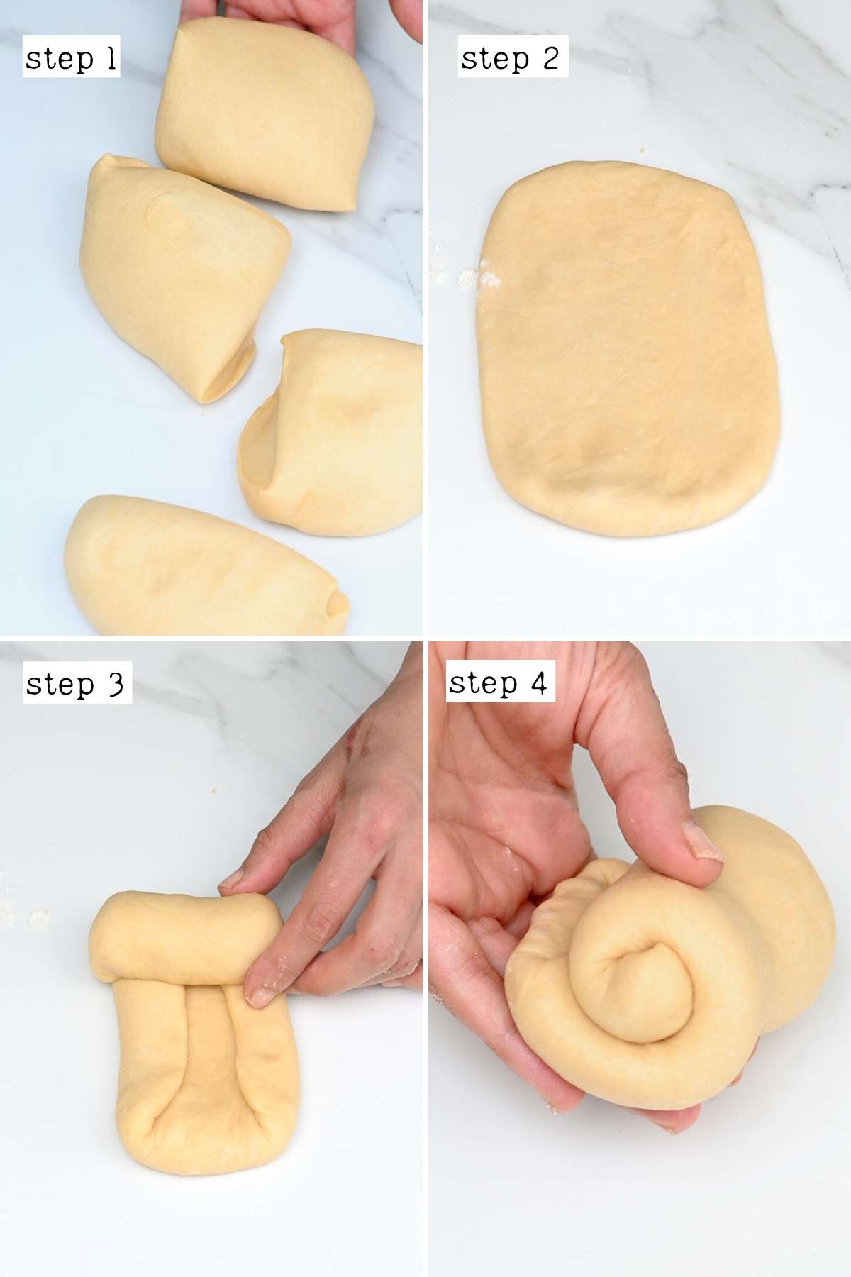 Steps for forming brioche buns