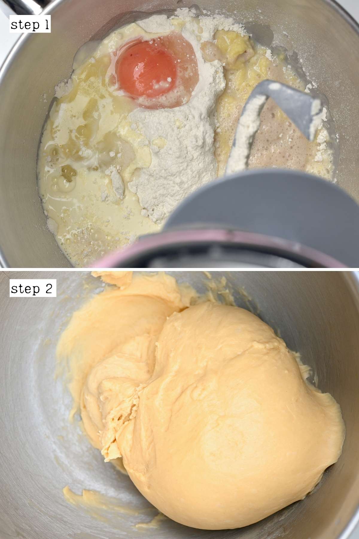 Steps for making brioche dough