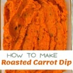 Roasted carrot dip in a container