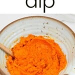 Roasted carrot dip in a bowl