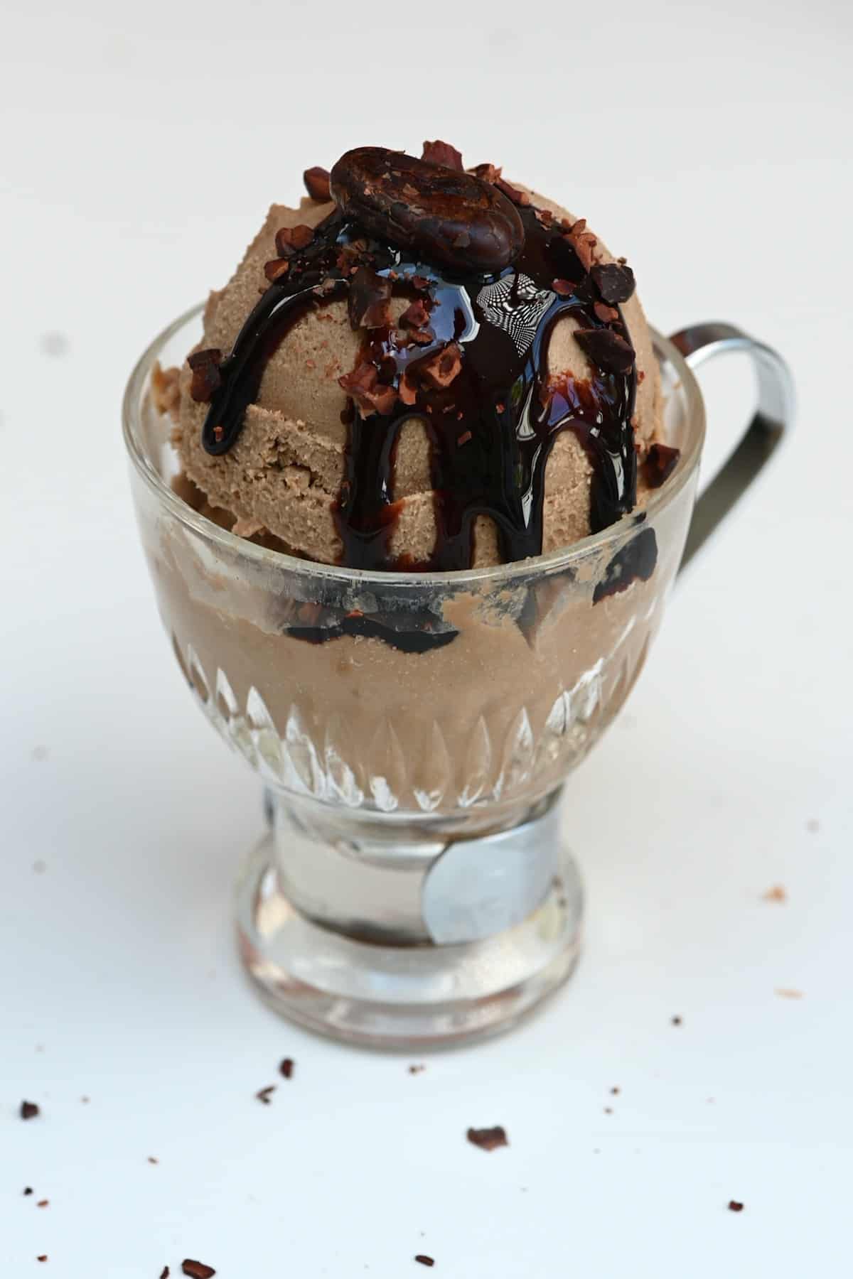 A serving of coffee ice cream