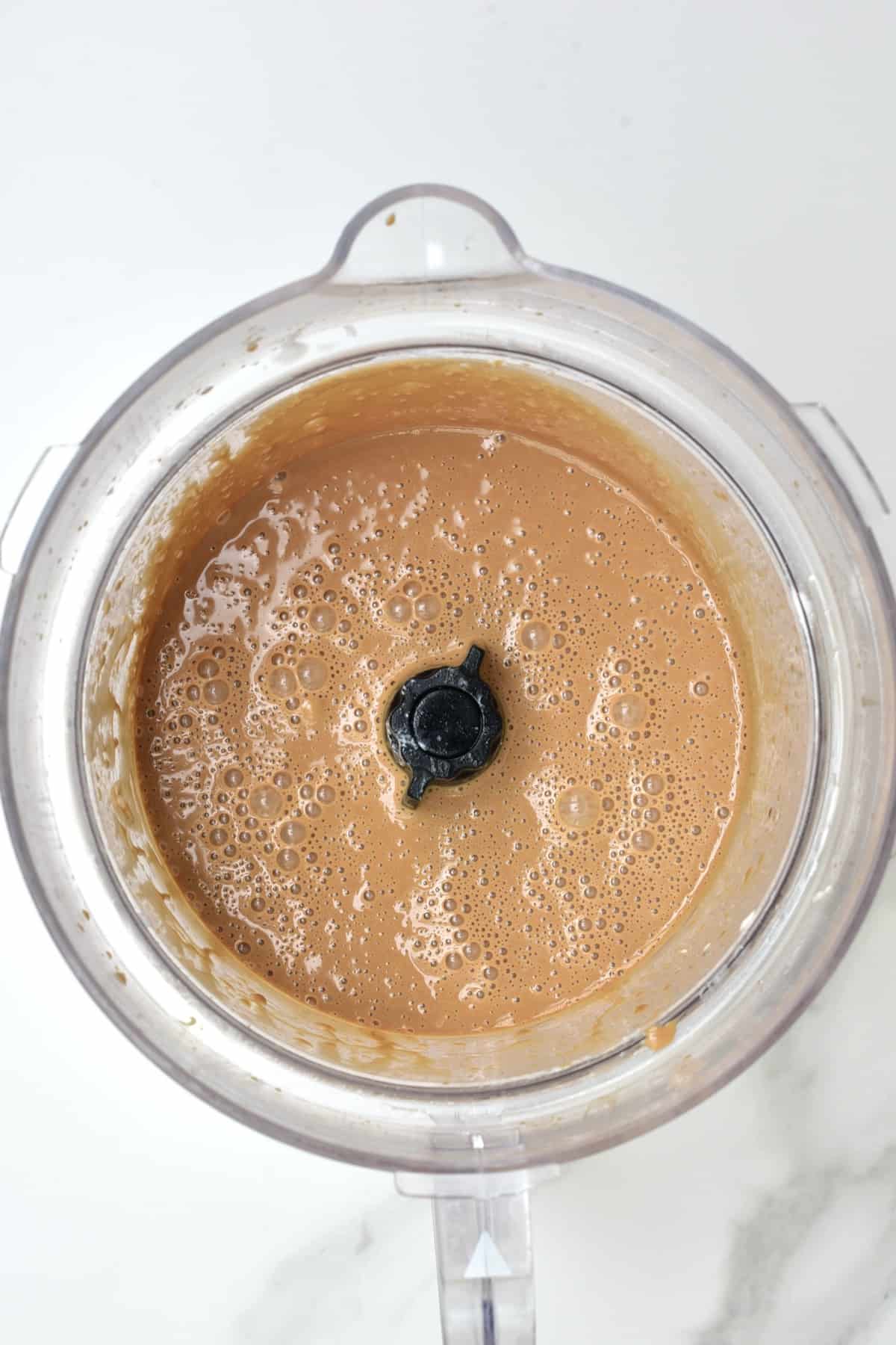 Coffee ice cream in a blender