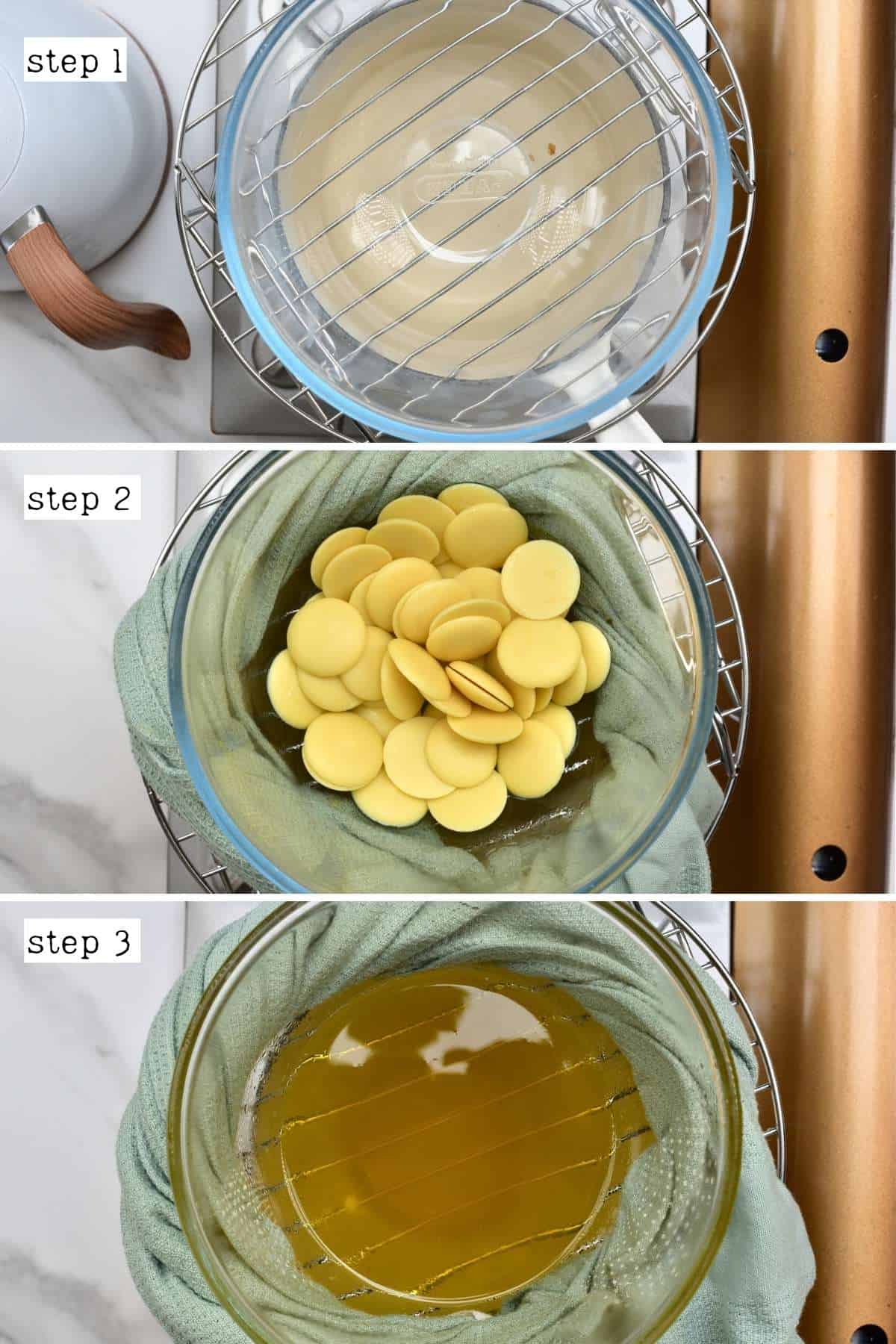 Steps for melting cacao butter