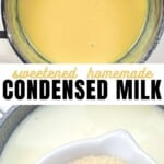 Condensed milk, sugar and milk in containers