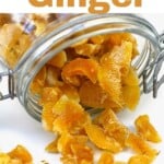 Crystallized ginger coming out of a jar