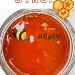 A jar with vegan dandelion honey