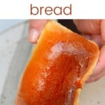 A piece of brioche loaf with sugar glaze