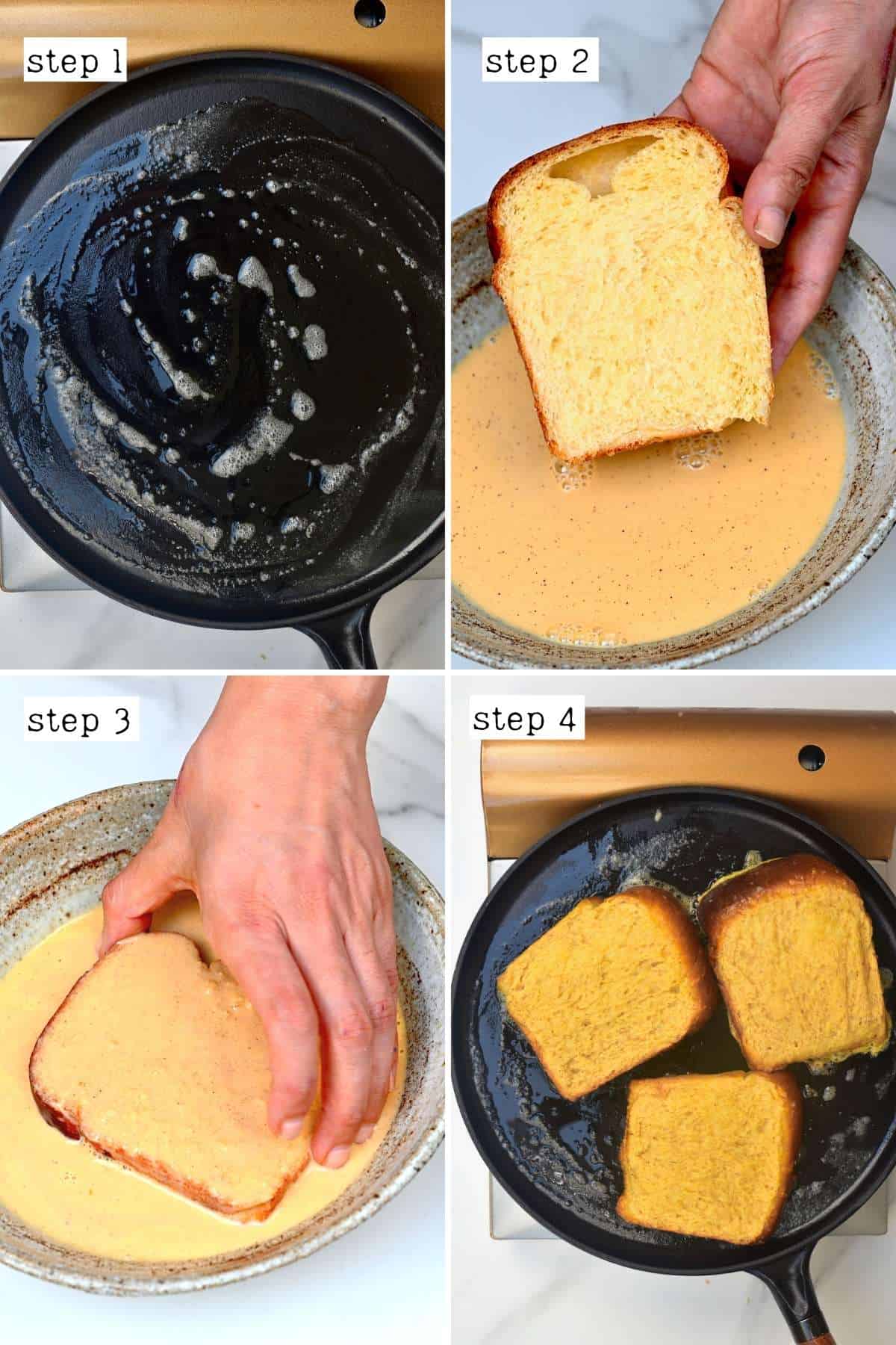 Steps for making French toast
