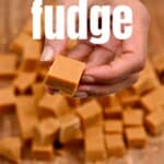 A cube of homemade caramel fudge