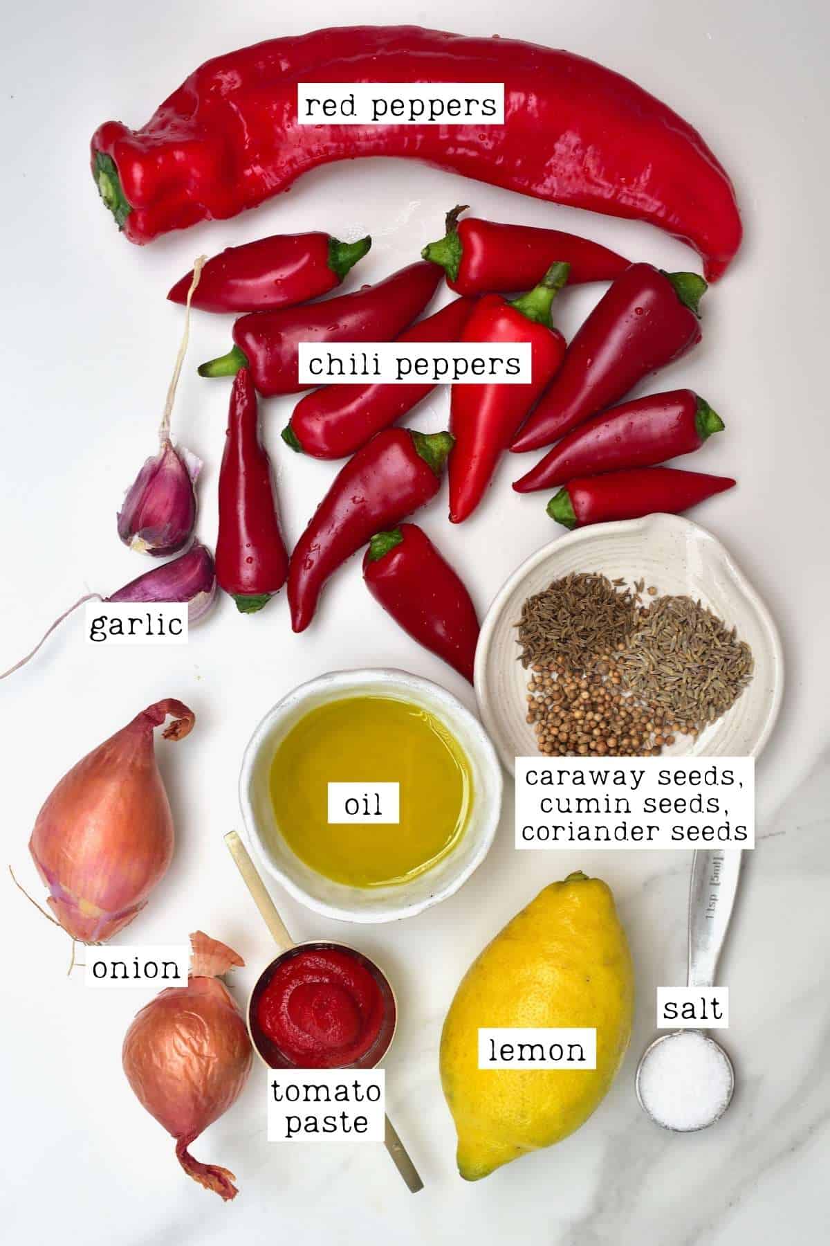 Ingredients for harissa sauce
