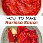 Harissa Sauce and roasted peppers in a bowl