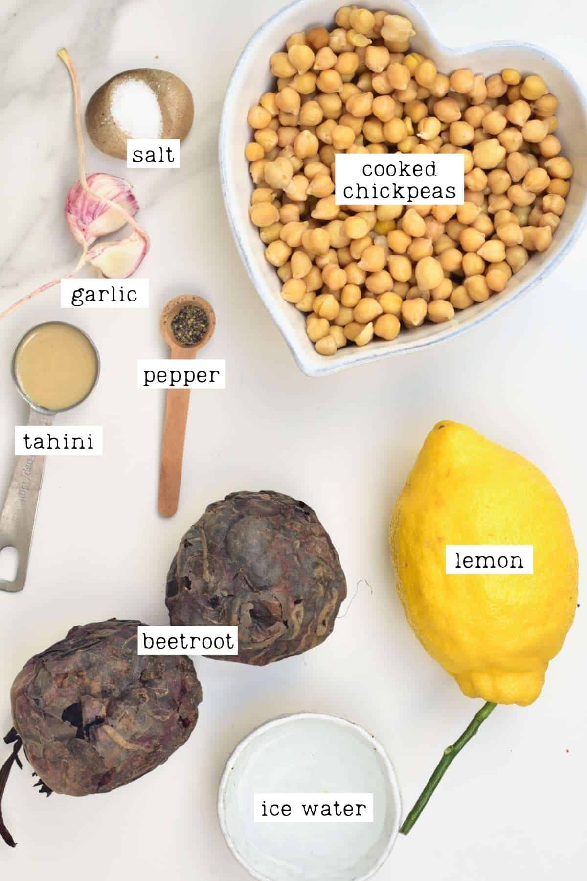 Ingredients for beetroot hummus