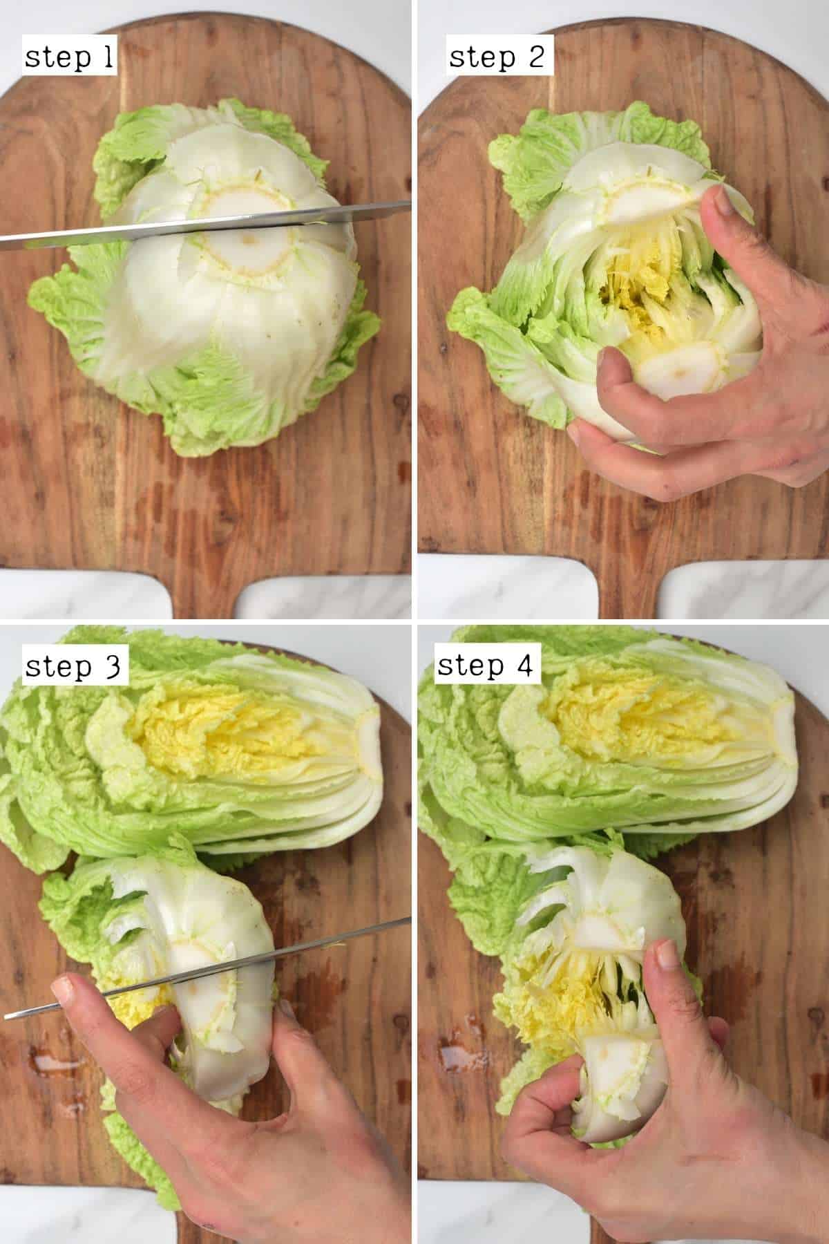 Steps for cutting napa cabbage