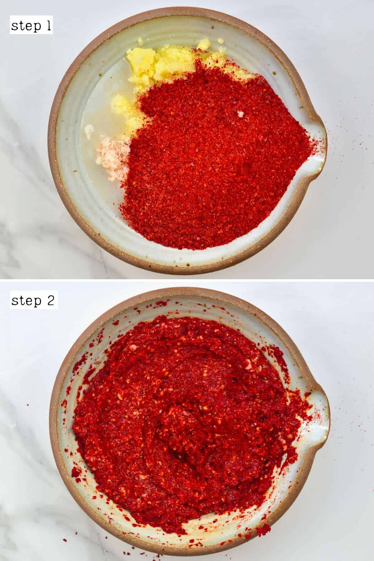 Steps for making kimchi paste