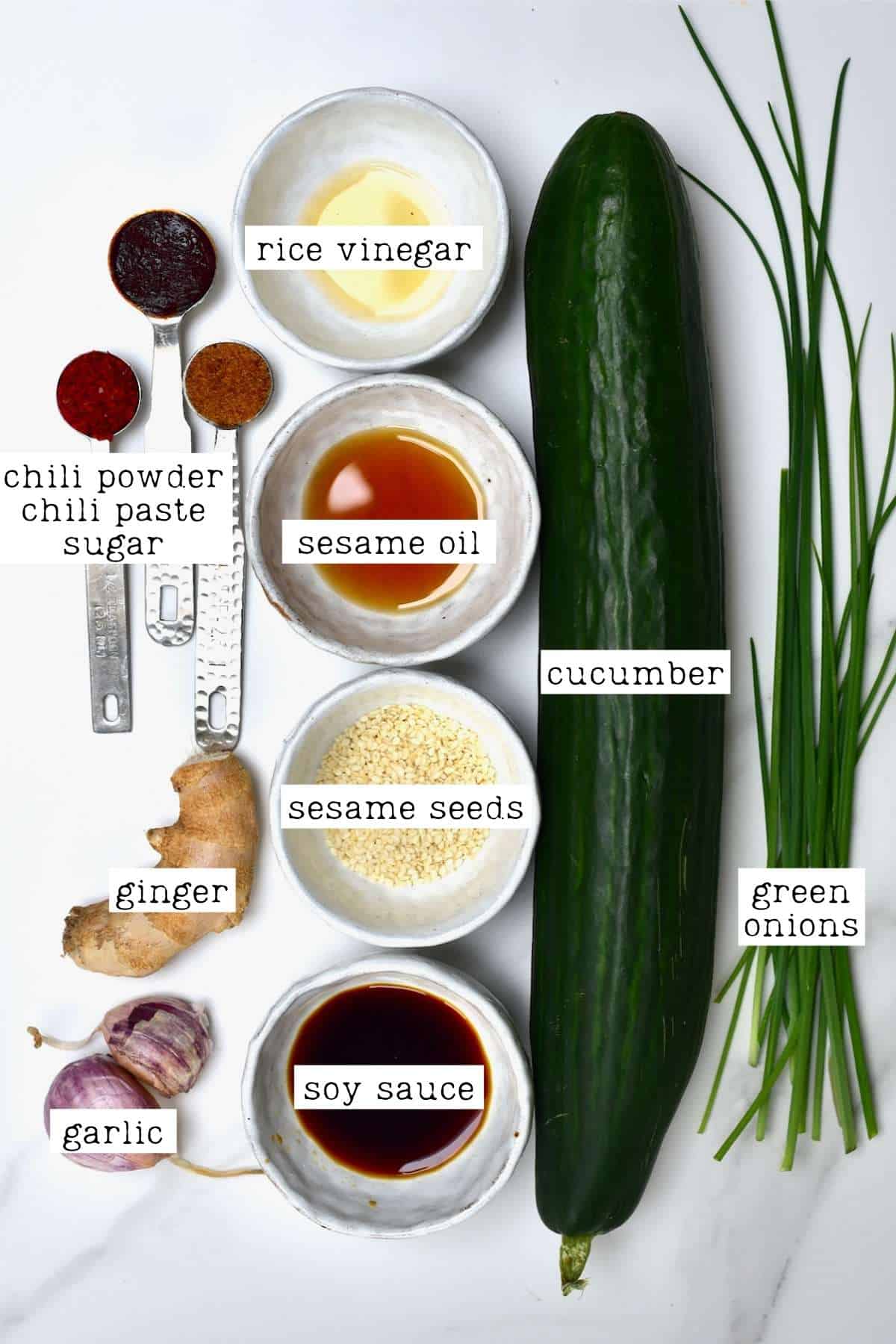 Ingredients for Korean cucumber salad