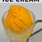 A serving of mango ice cream