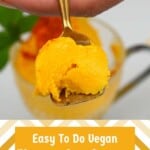 A spoonful of mango ice cream