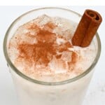 Mexican Horchata in a glass with cinnamon stick