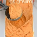 A scoop of peach ice cream