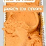 Peach ice cream in a container