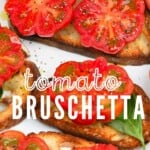 Tomato bruschetta topped with some pepper