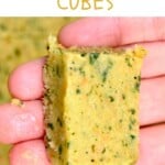 Vegetable bouillon cube in a hand