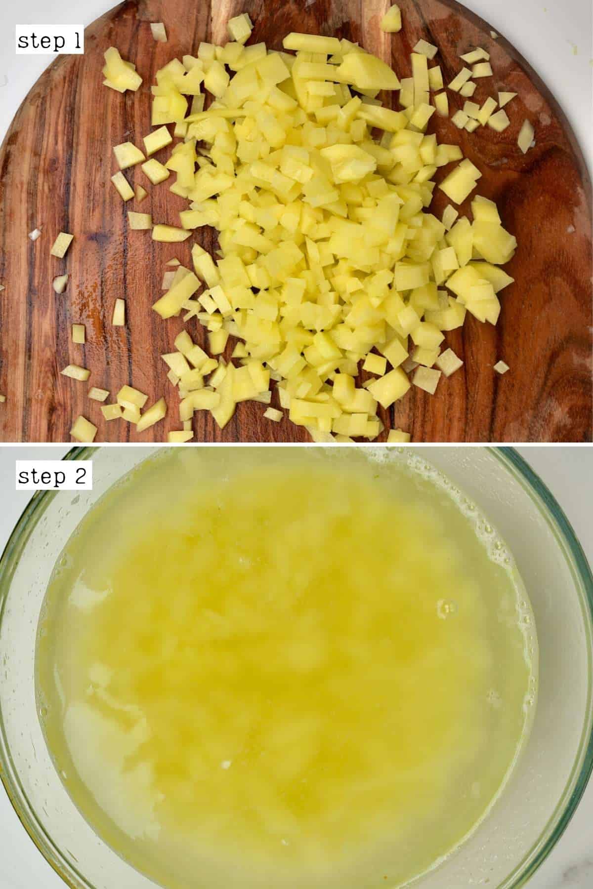 Steps for chopping potatoes