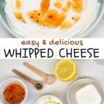 Whipped cheese topped with honey and ingredients to make it