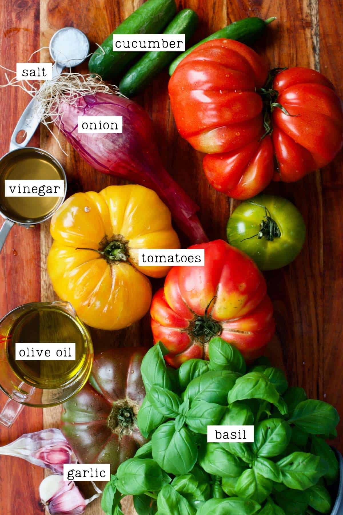 Ingredients for Panzanella salad