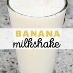 A glass with banana milkshake